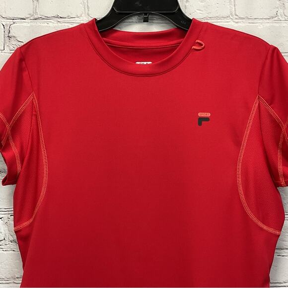 Fila Sport Top Women's Sz L Red Contrast Stitching Athletic Fit Running Workout - Picture 3 of 7